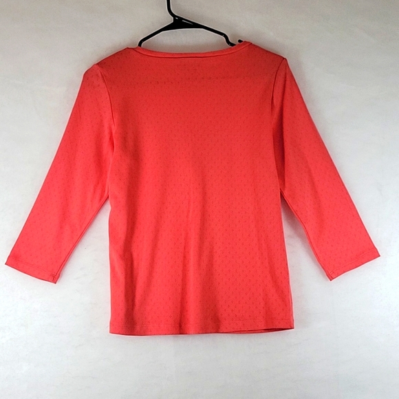 FDJ Womens Choral V-Neck with Lace Feature 3/4 Sleeve  Tee  Size M - Picture 8 of 9